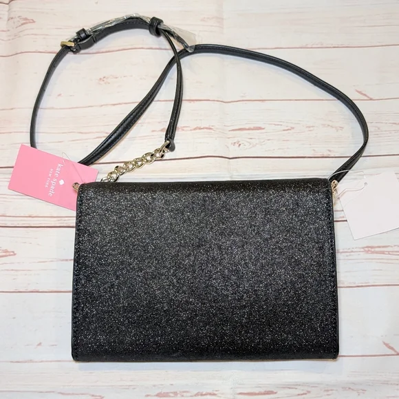 🎉 SALE 🎉 NWT Kate Spade Tinsel Flap Crossbody Convertible Clutch Glitter - Picture 4 of 16